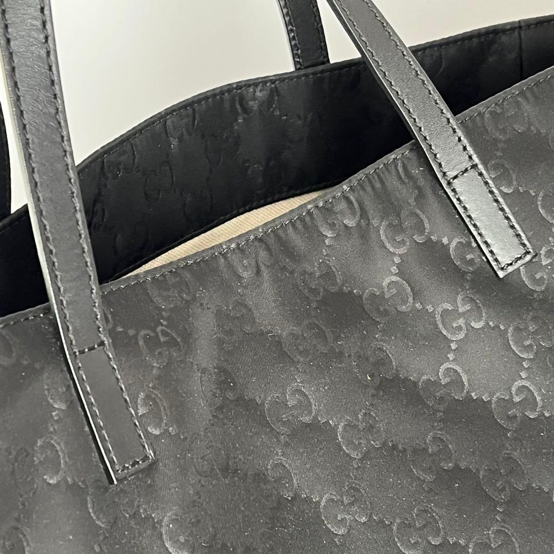 ✨極美品✨　GUCCI ハンドバッグ　トートバッグ　GGナイロン　黒　レザー