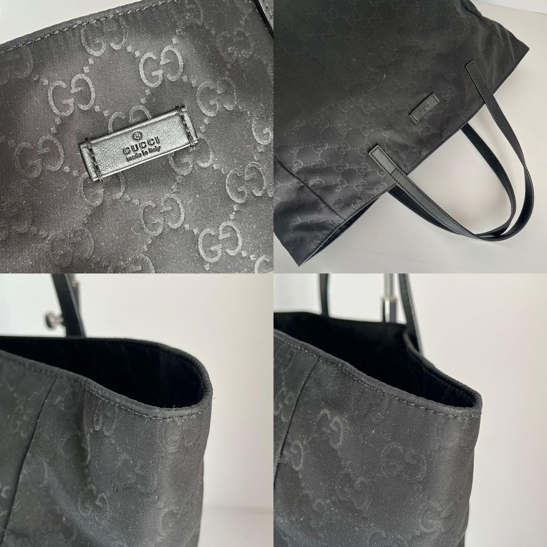 ✨極美品✨　GUCCI ハンドバッグ　トートバッグ　GGナイロン　黒　レザー