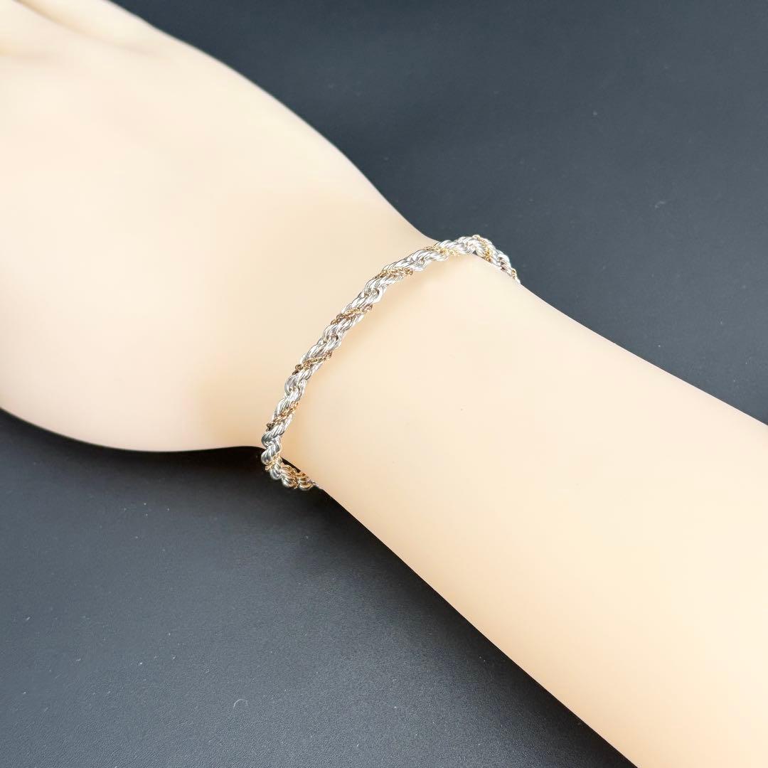 極美品 ティファニー コンビ ツイスト ロープ ブレスレット 750 925