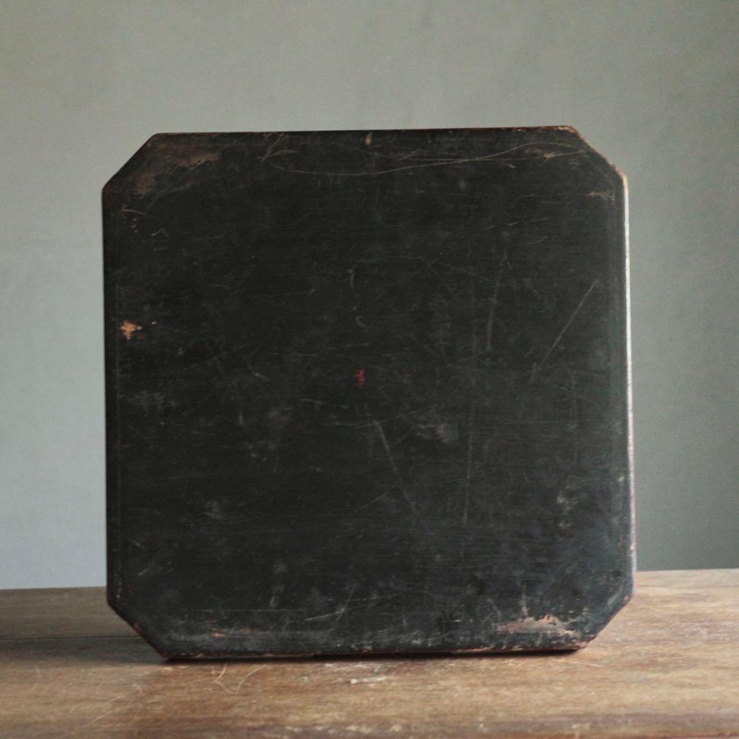 隅切 折敷 朱塗り 盆 古美術 古道具 アンティーク 盆 折敷盆