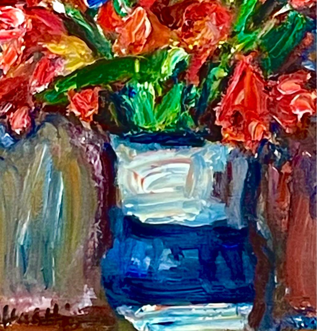 高橋惟一　真作 「花」油彩3号　スイスで活躍　評価1号23万円　古径製額縁