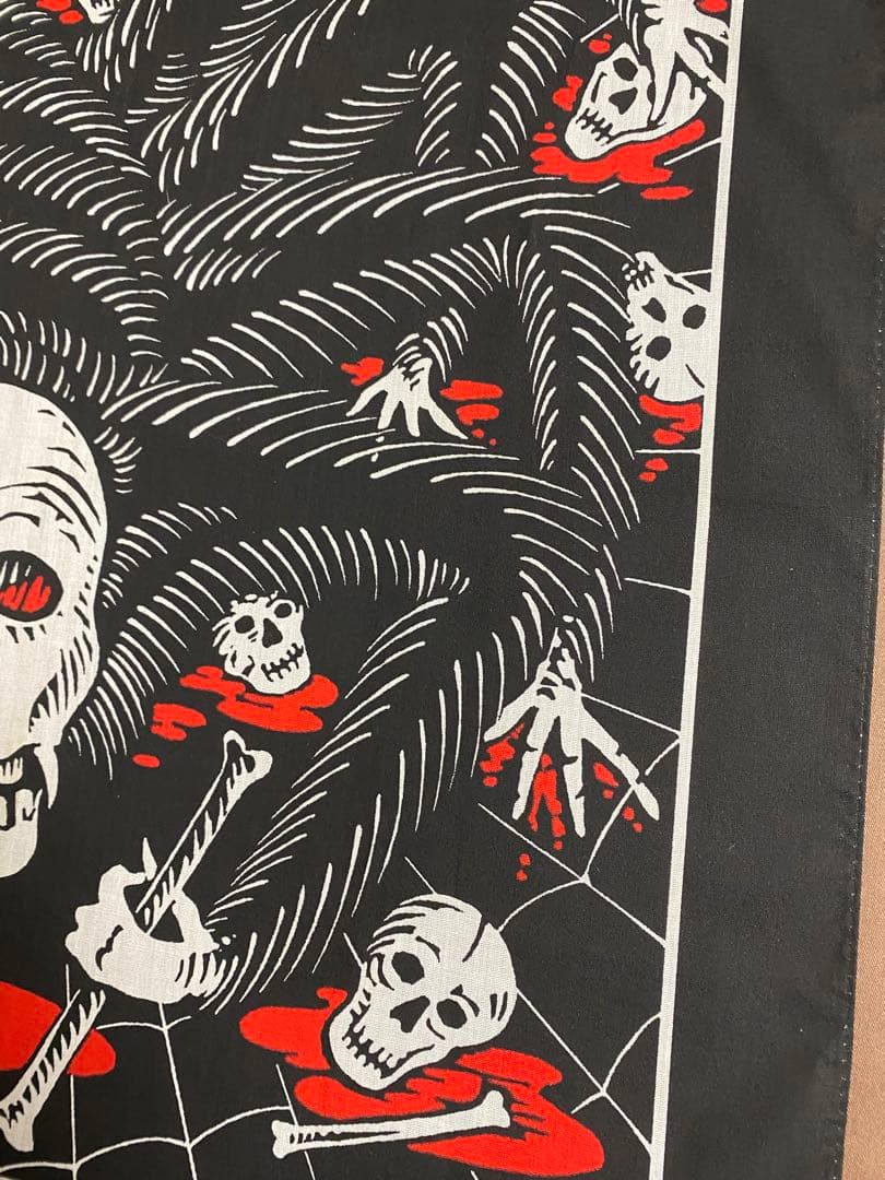 80s'ビンテージスパイダースカルバンダナ古着バイカーロカビリー