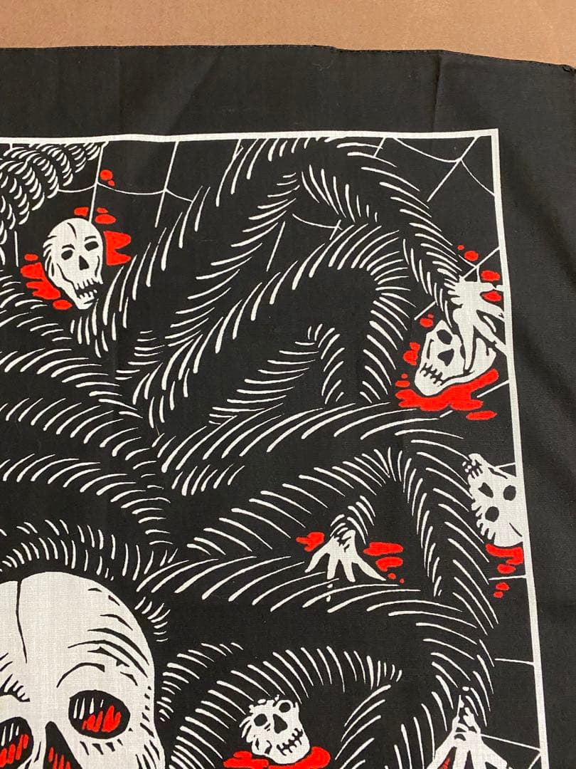 80s'ビンテージスパイダースカルバンダナ古着バイカーロカビリー