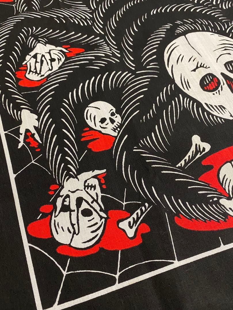 80s'ビンテージスパイダースカルバンダナ古着バイカーロカビリー