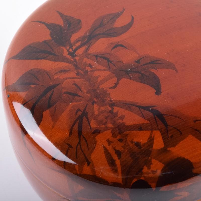 茶道具　朱塗　花草文　棗　在銘　共箱　V　6891