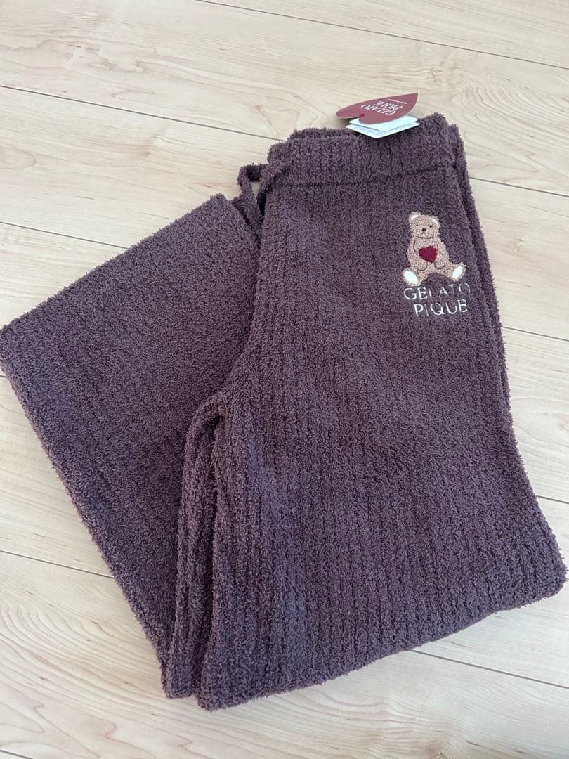 Valentineベビモコハートベアジャガード プルオーバー&ロングパンツSET