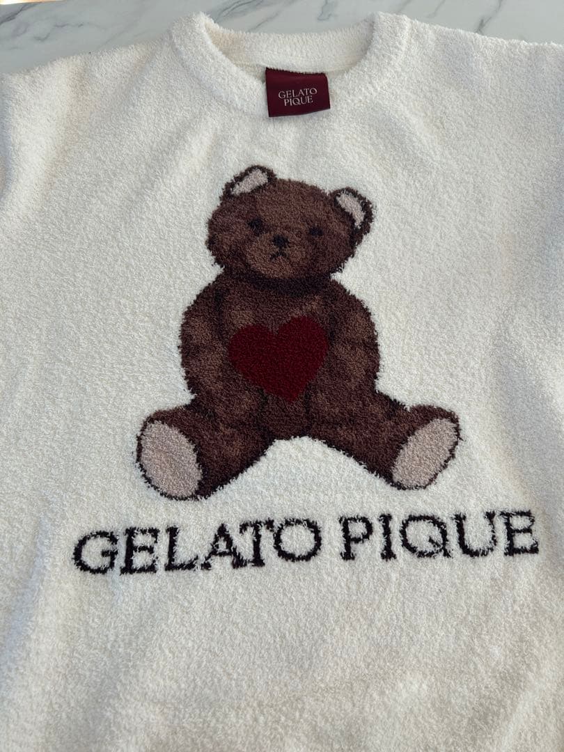 Valentineベビモコハートベアジャガード プルオーバー&ロングパンツSET