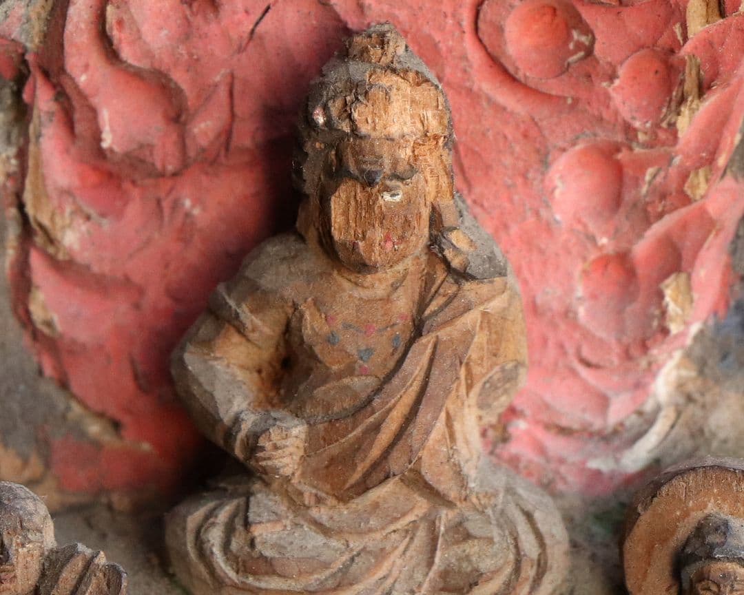 時代 木彫 彩色 不動明王 仏像 高11.3cm 木造 仏教美術【MA467】 美術