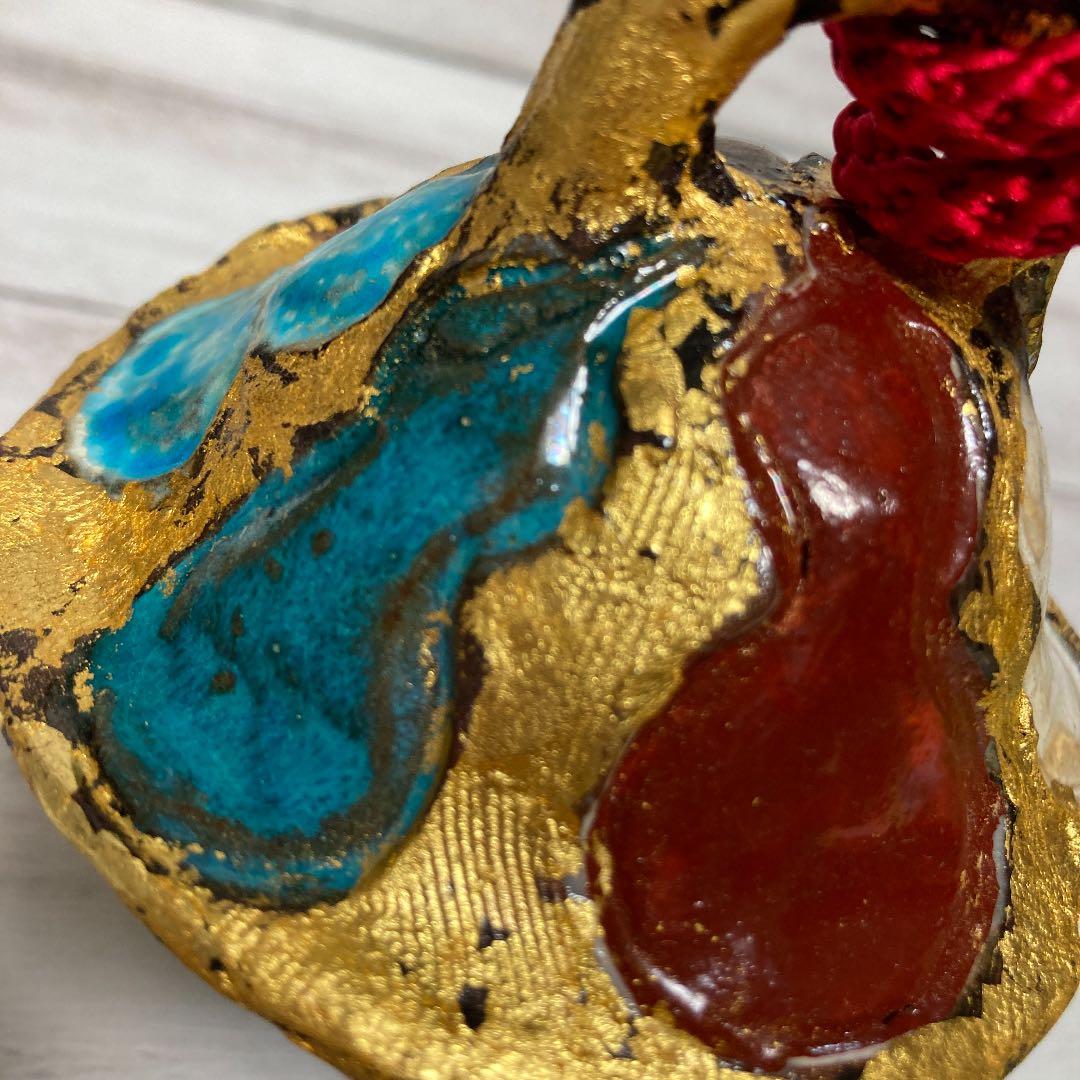 新品 清水焼 京焼 清水正作 金箔 六瓢文 鈴 置物 インテリア 陶芸昭和