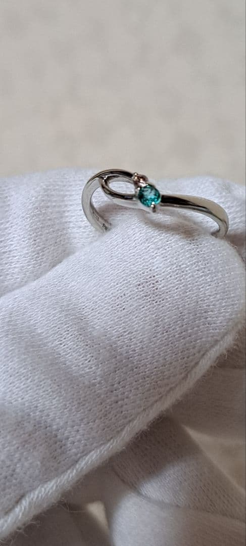 ブラジル産パライバトルマリン&ピンクダイヤリングPt1000