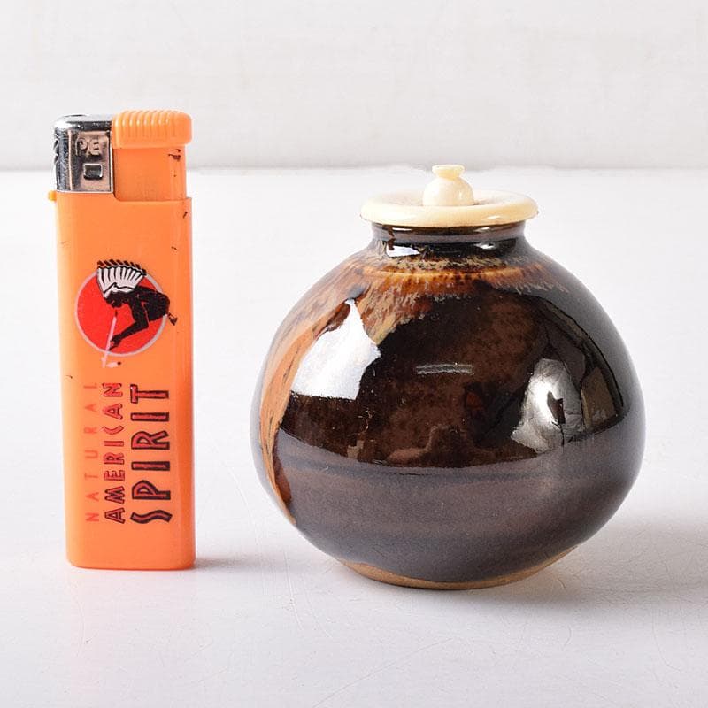 茶道具 京焼 清水焼 桶谷定一作 文琳茶入 仕覆付 共箱 V 7704 - メルカリ