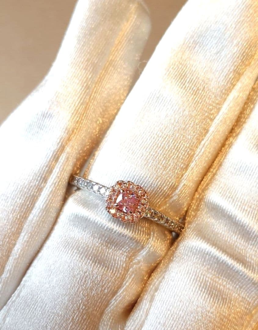 1582 高級 sona ダイヤモンド リング ピンク スクウェア シルバー