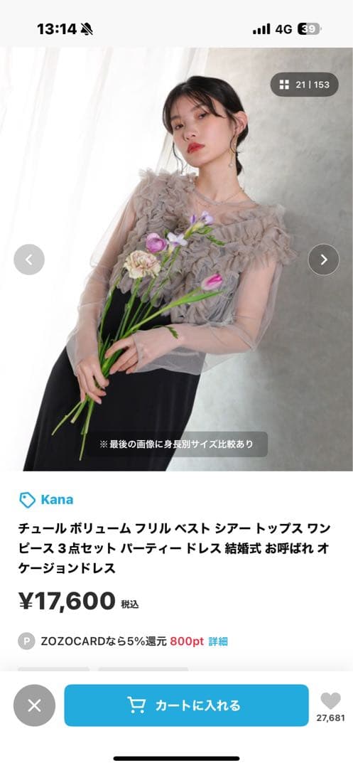 チュール ボリューム フリル ベスト シアー トップス ワンピース