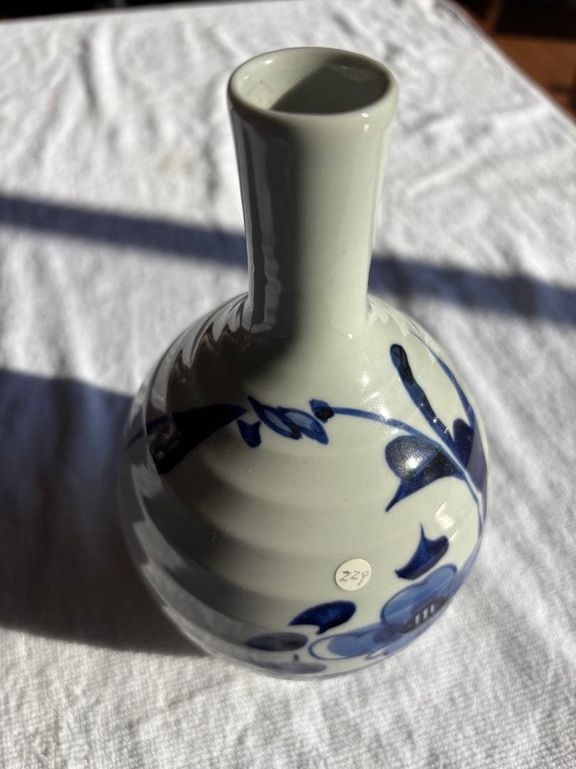 砥部焼　寿山　染付草花文　徳利　 花瓶　アンティーク小物