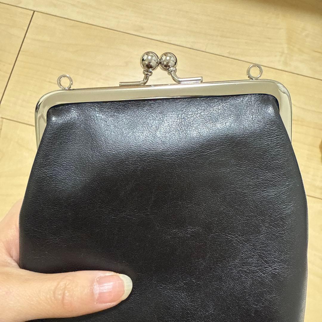 beautiful people がま口 黒 ミニショルダー