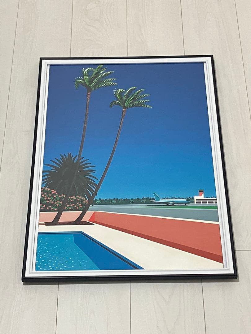 【額縁付き】 永井博（Hiroshi Nagai） A2ポスター プールサイド