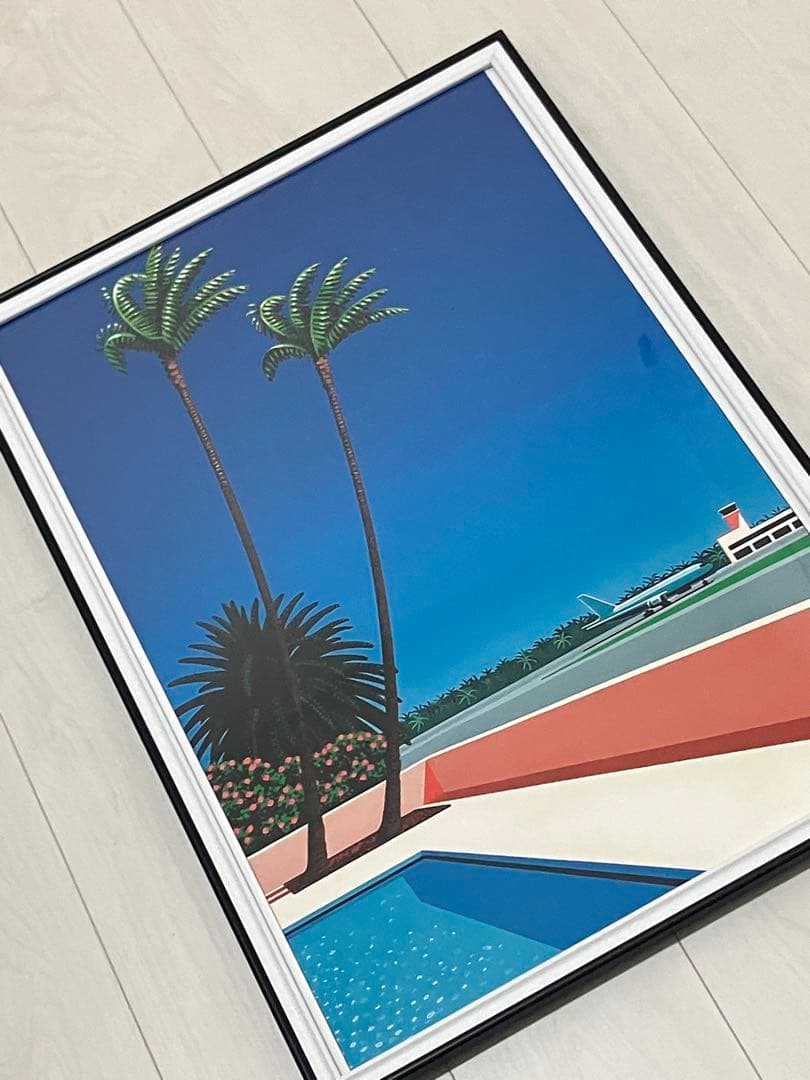 【額縁付き】 永井博（Hiroshi Nagai） A2ポスター プールサイド