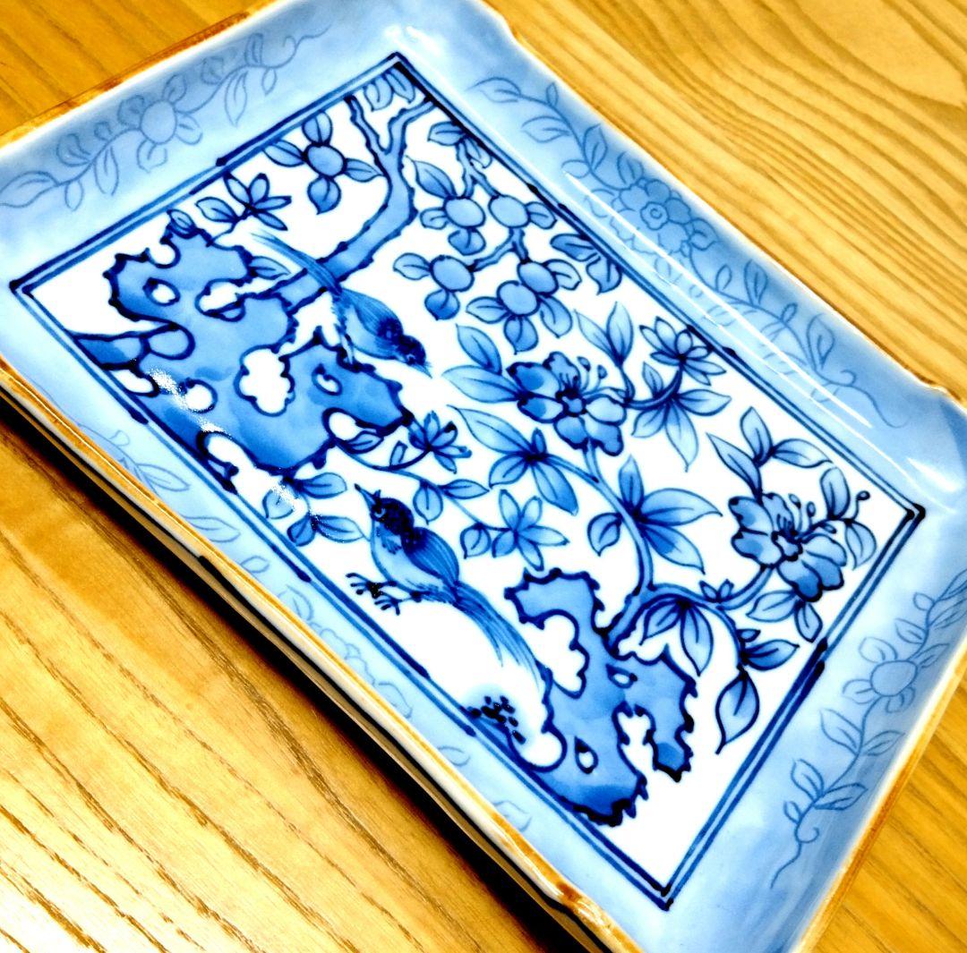 ☆ 加藤利昌 清水焼 染付角皿