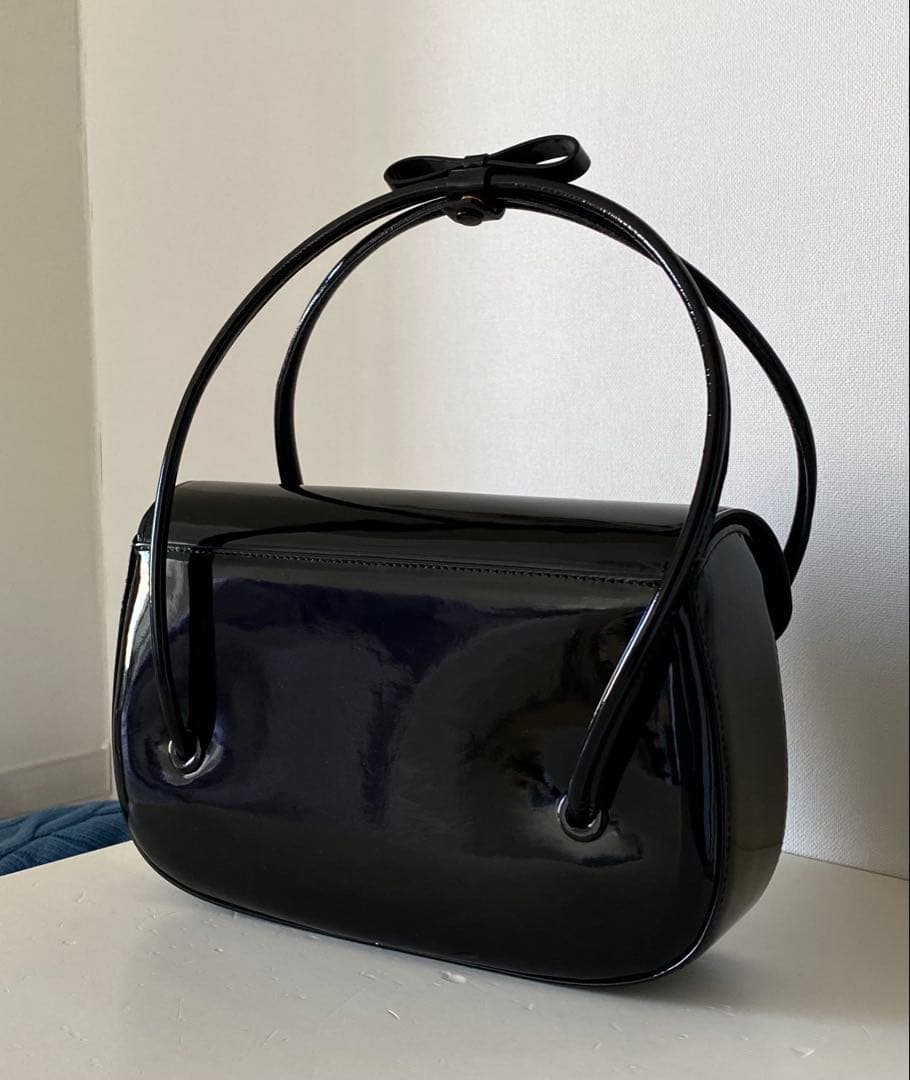 銀座かねまつ　ブラック　エナメル　フォーマル　パーティー　バッグ