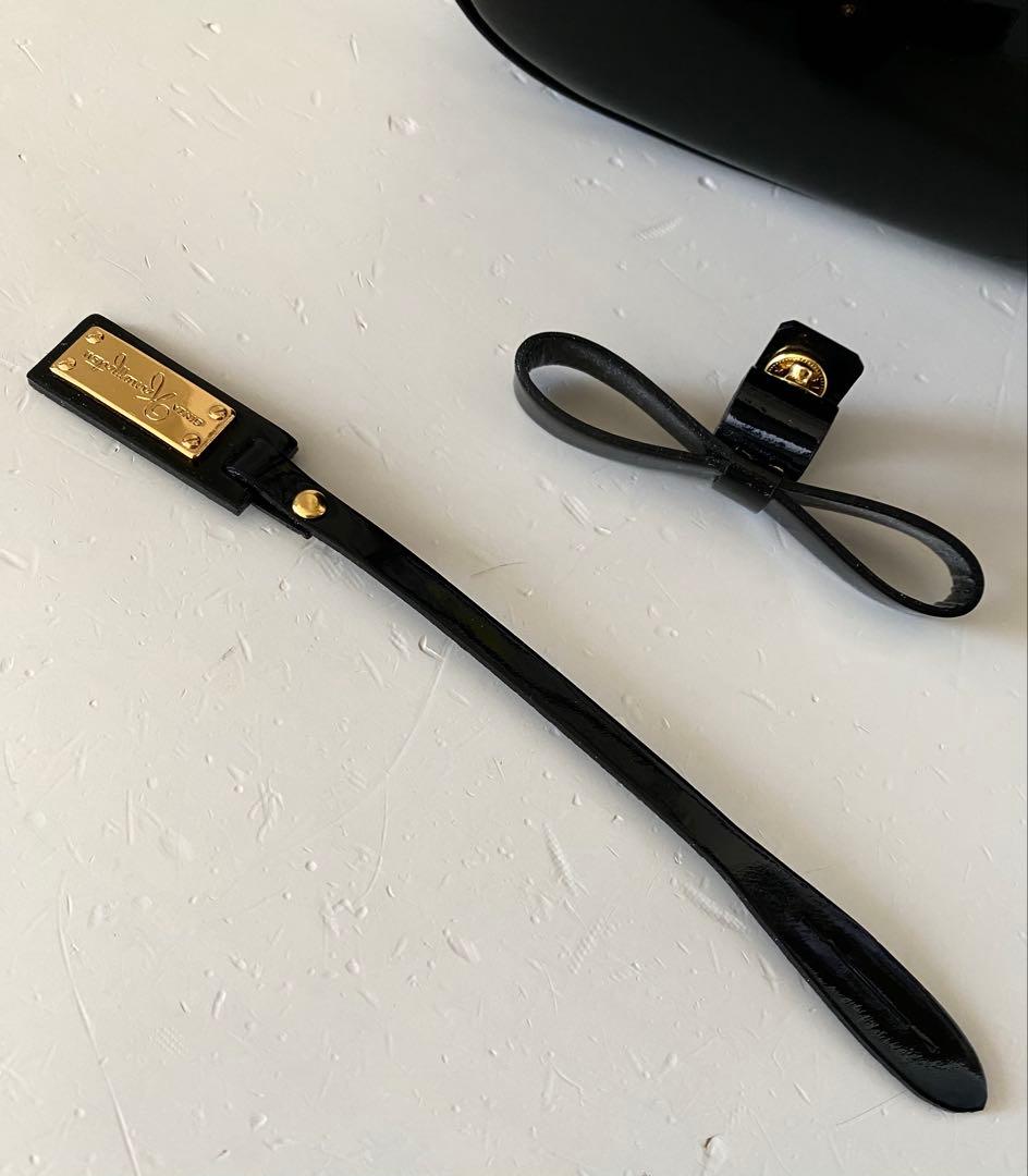 銀座かねまつ　ブラック　エナメル　フォーマル　パーティー　バッグ