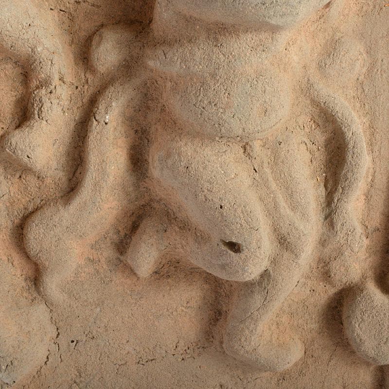 中国 朱泥 人物刻 陶版 壁飾 V R6812