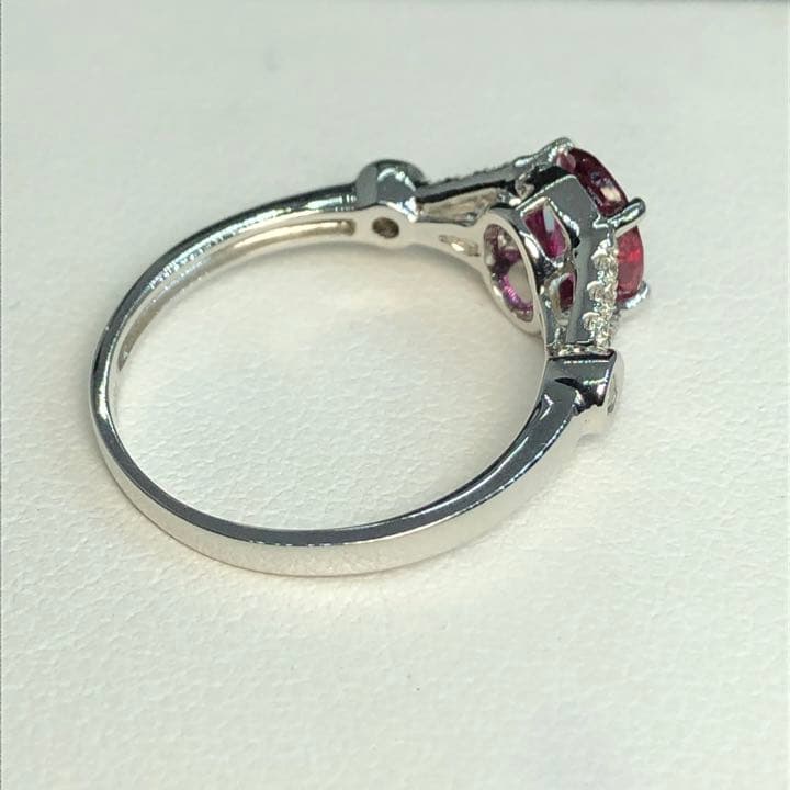 希少　非加熱　ルビー　ピジョンブランド系　ダイヤモンドk18wgリング
