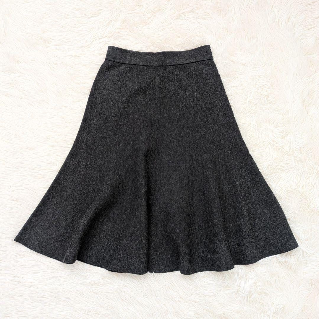 【美品】ANAYI　ファインメリノフレアニット スカート　チャコールグレー　36