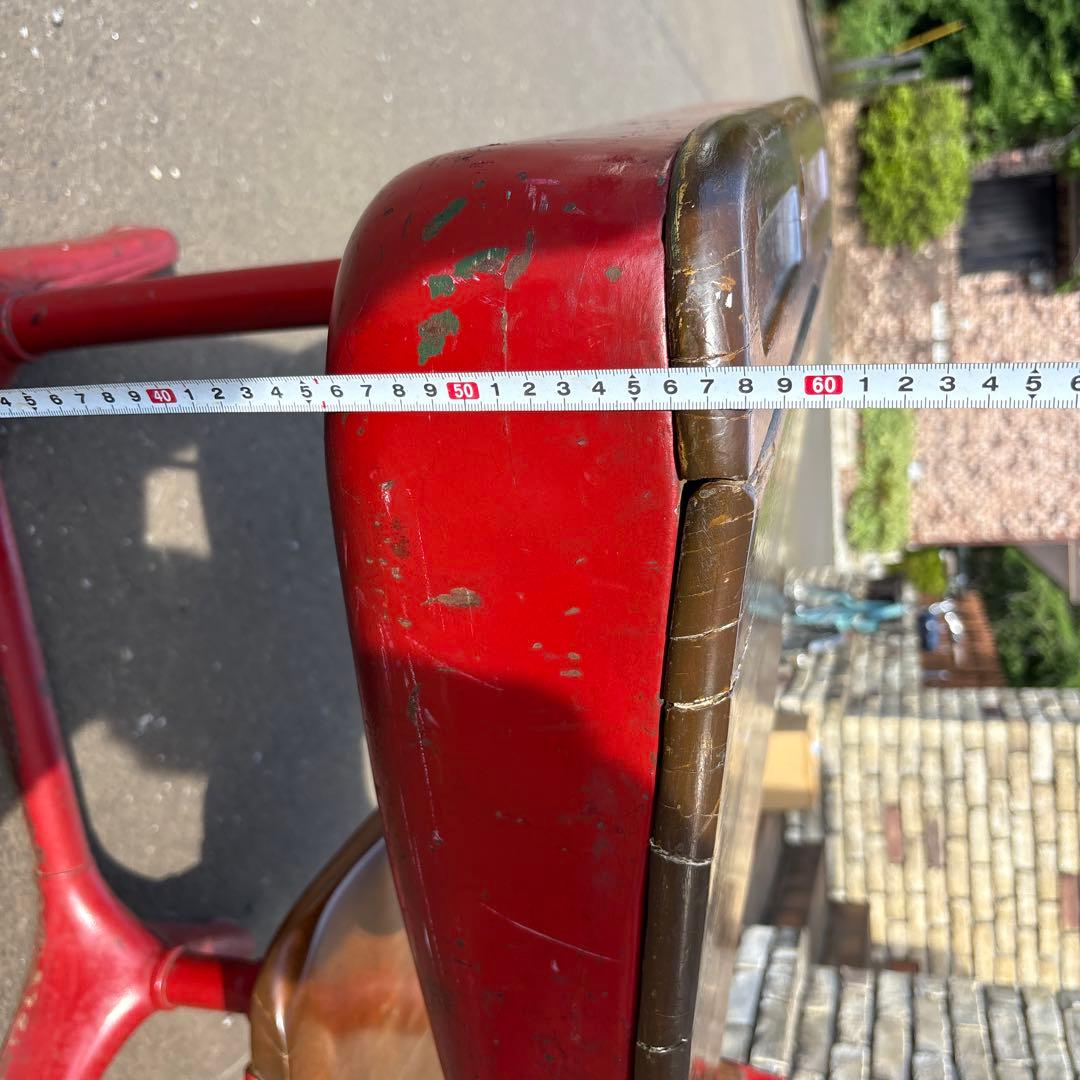 アンティーク 子供用 赤い机 椅子付き