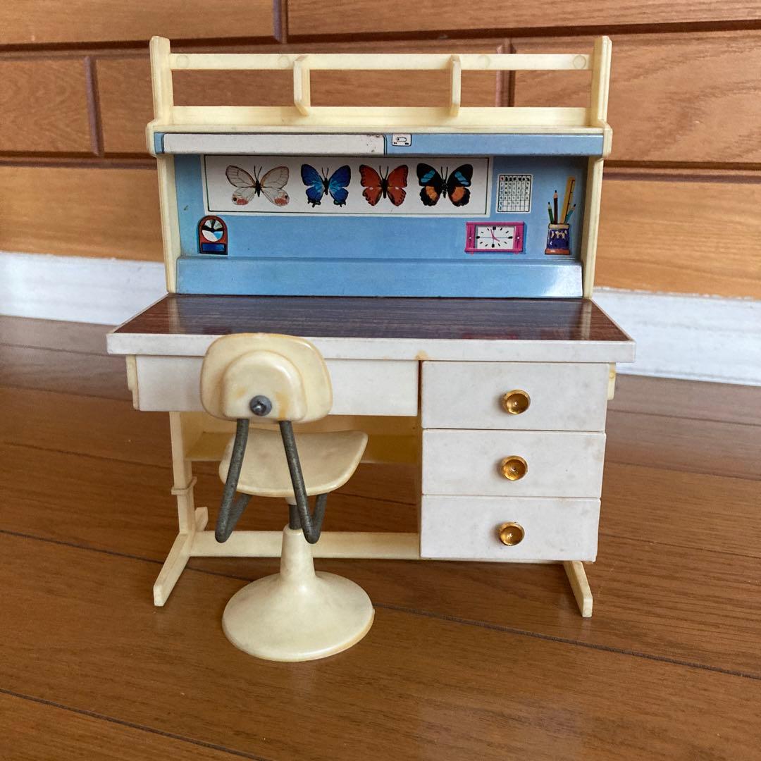 タカラ 初代リカちゃん 白い白い家具セット 勉強机 ランドセル 学習