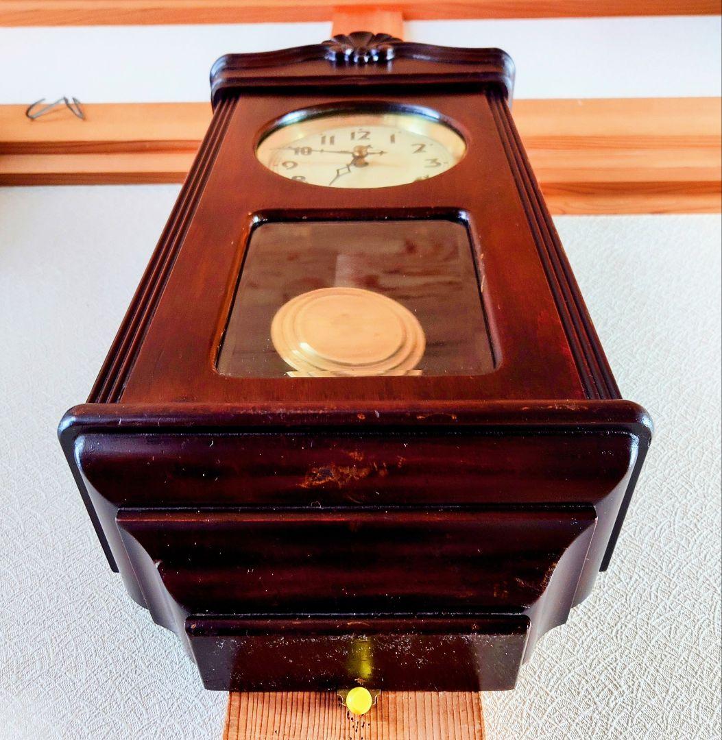 〈完動・美品〉フクロ時計社　宮型ゼンマイ式振り子時計　ボンボン時計古時計