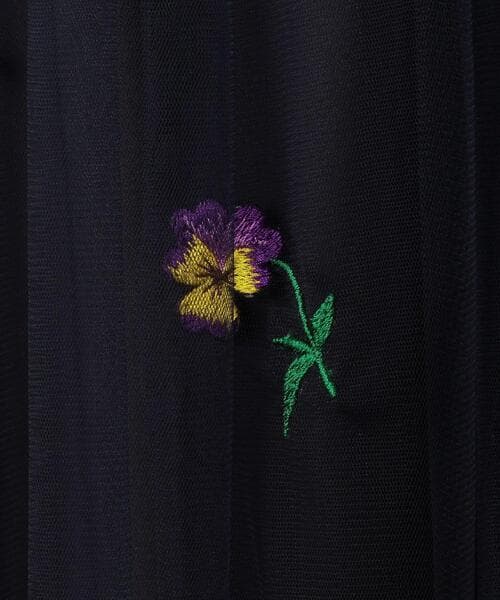 MUVEIL ビオラ刺繍 チュールスカート フラワー ネイビー サイズ40