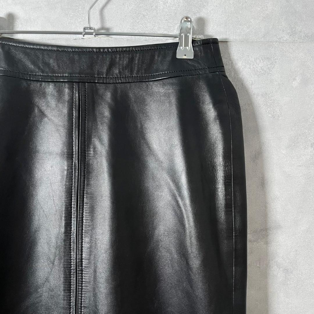 DKNY ダナキャラン 本革 ラムレザー タイト スカート N1249