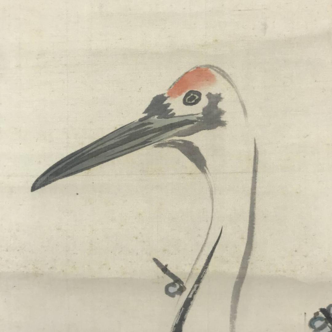 【真作】今尾景年/梅に鶴図/掛軸☆宝船☆AB-683