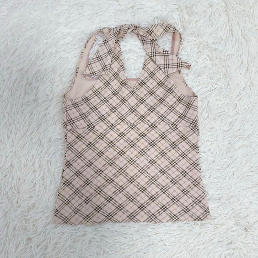 バーバリー ホルターネックリボン ノバチェック タンクトップ ピンク 希少カラー