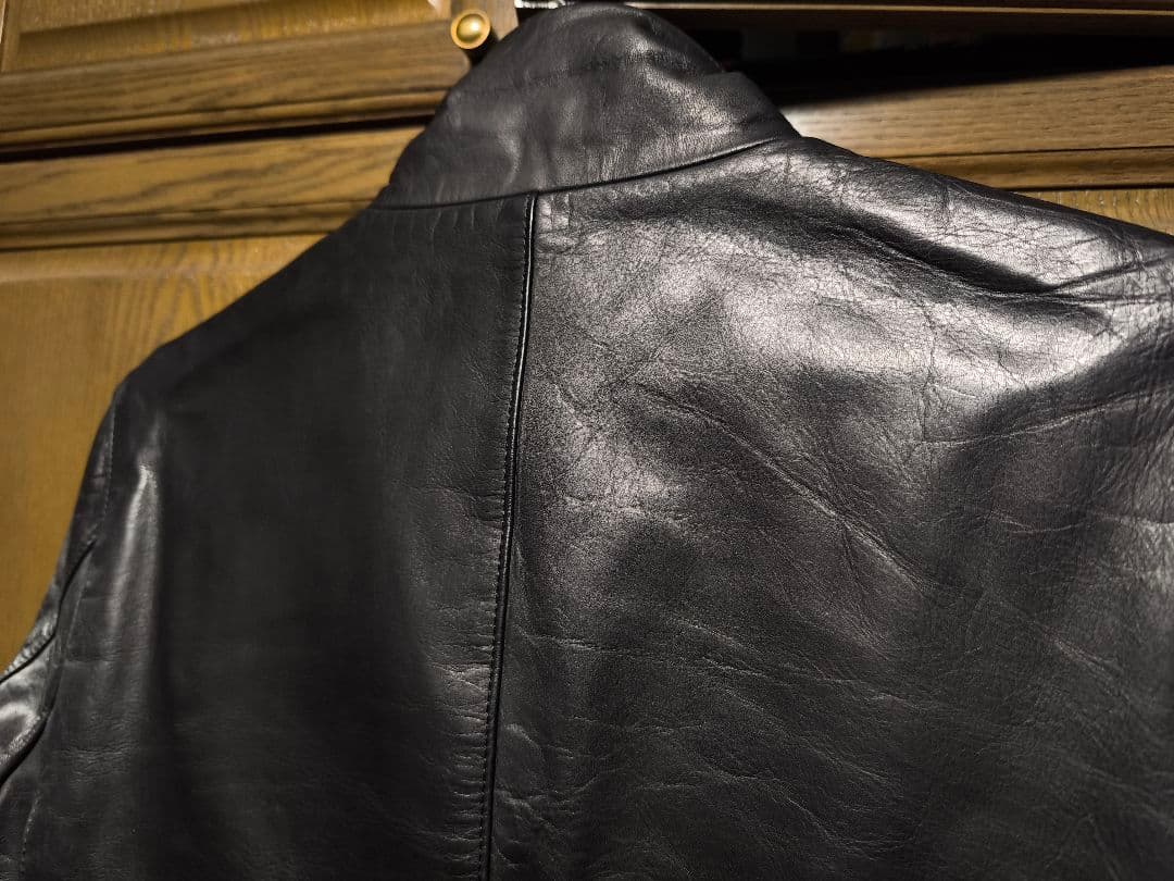 ラウンジリザード ハイネック カウレザージャケット サイズ3 ブラック