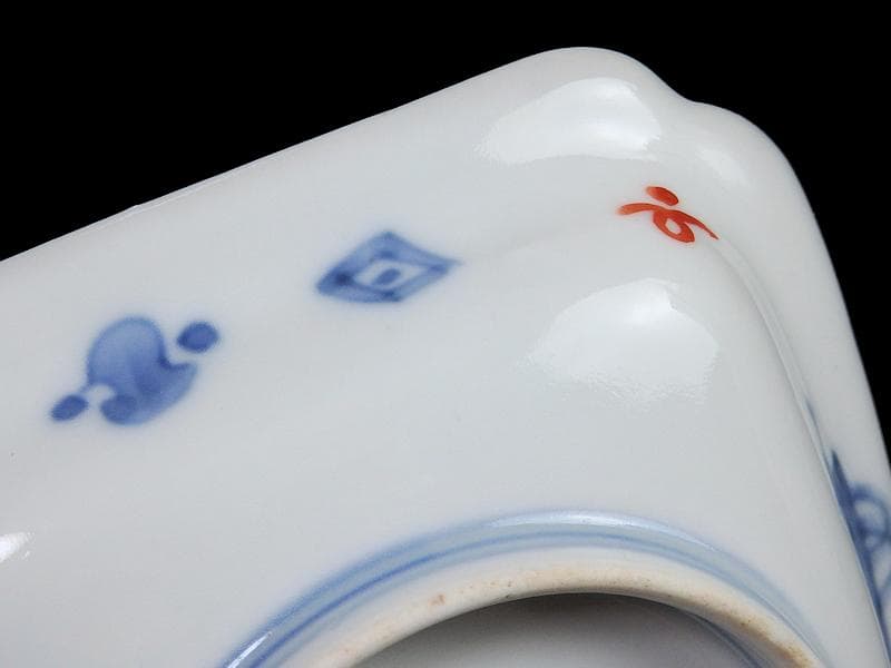 古伊万里　金襴手　桐に鳳凰　団龍紋に花の図　長角皿　289AS-BQs