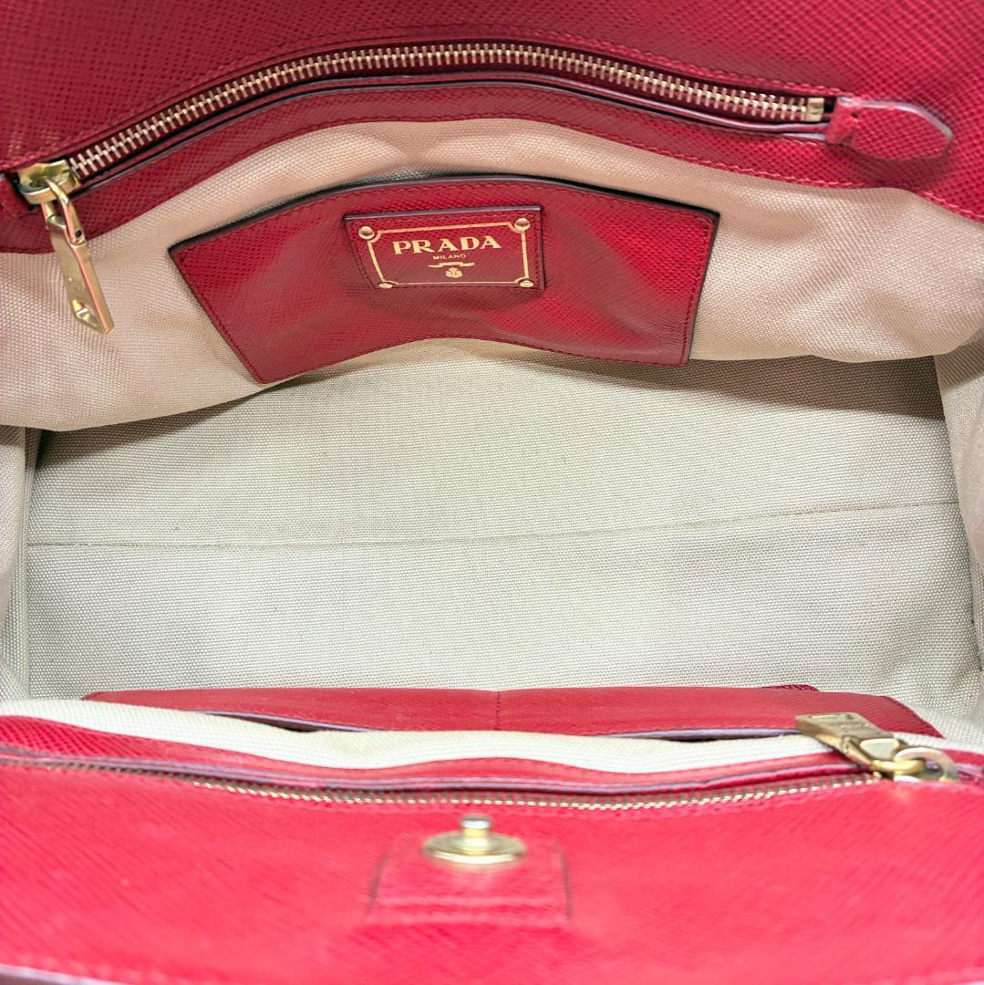 PRADA プラダ 赤 レッド サフィアーノ ハンドバッグ A1350A1