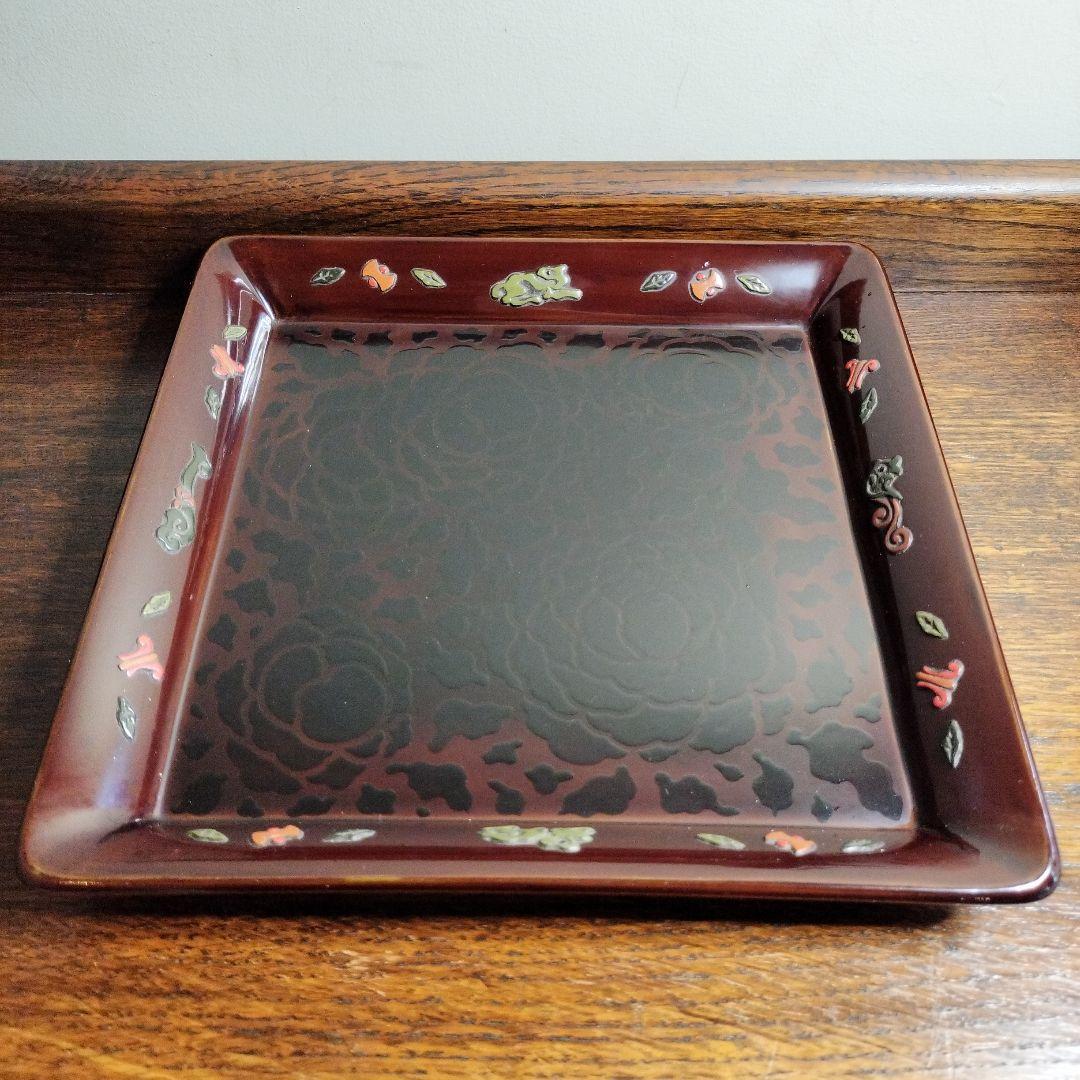 未使用 青漆 一閑塗 舟形 莨盆 即中斎好 表千家 桐