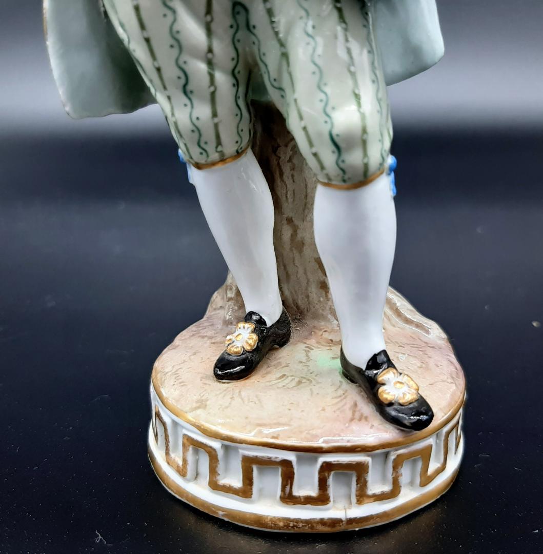 美品古マイセン／アシエ1768年『花摘みの男』大型フィギュリン美品1級