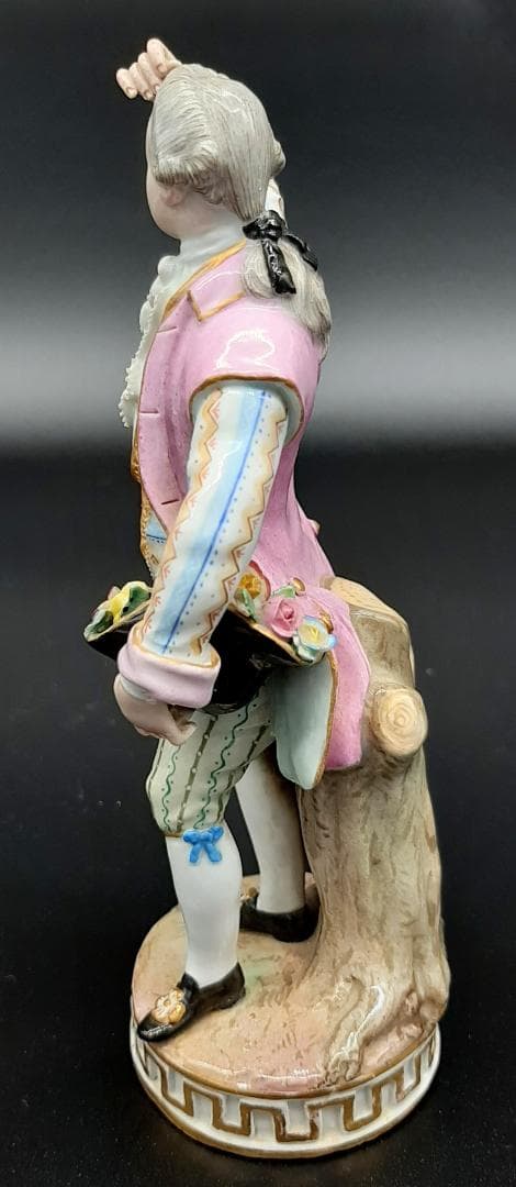 美品古マイセン／アシエ1768年『花摘みの男』大型フィギュリン美品1級