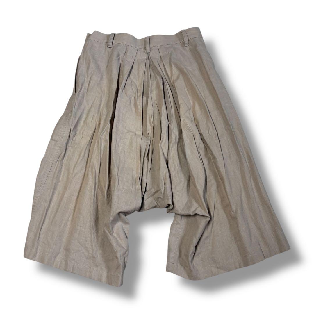 【Y's】プリーツデザイン サルエルパンツ コットンリネン素材 S