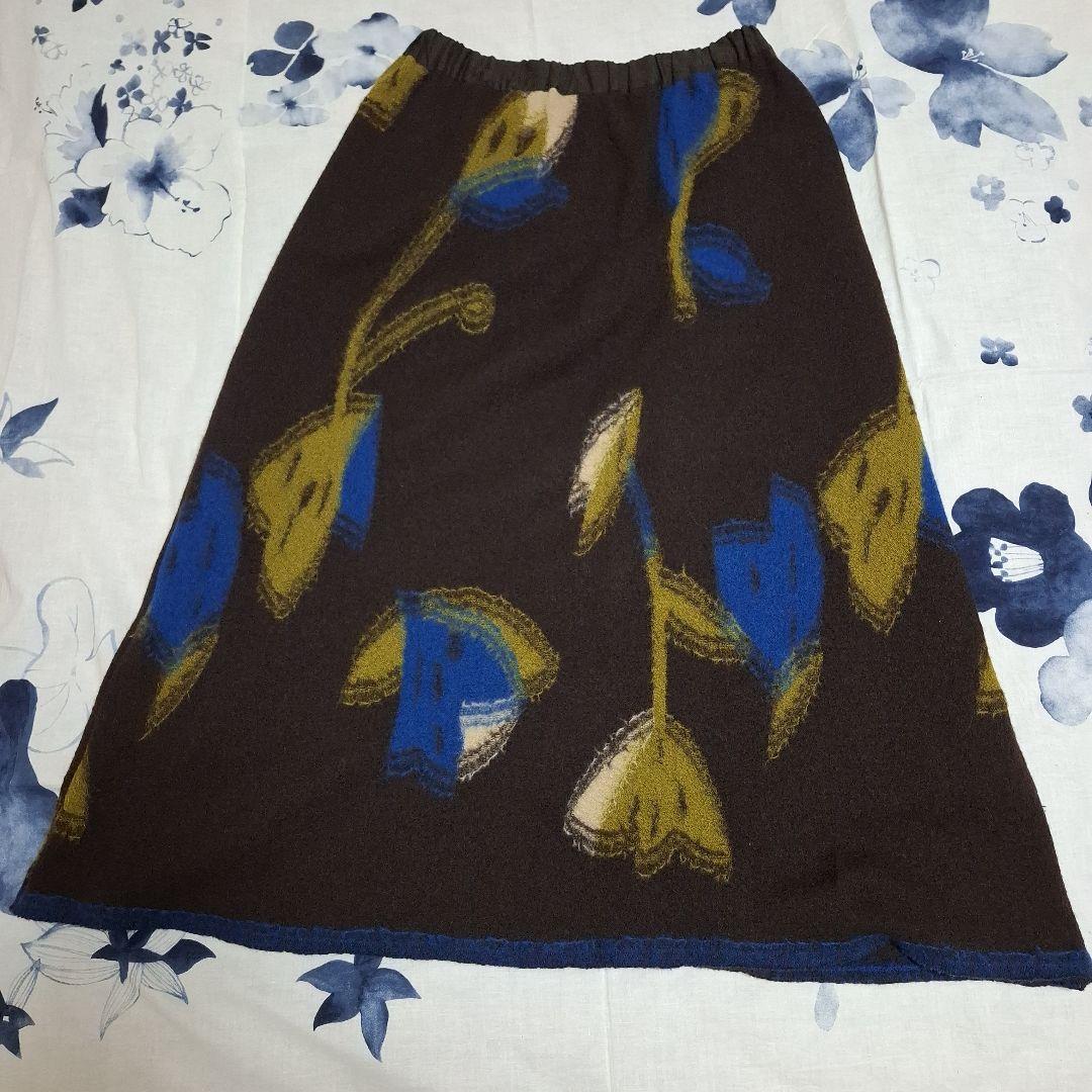 【パラスパレス】大人かわいい花柄のスカート★ウール★サイズ０