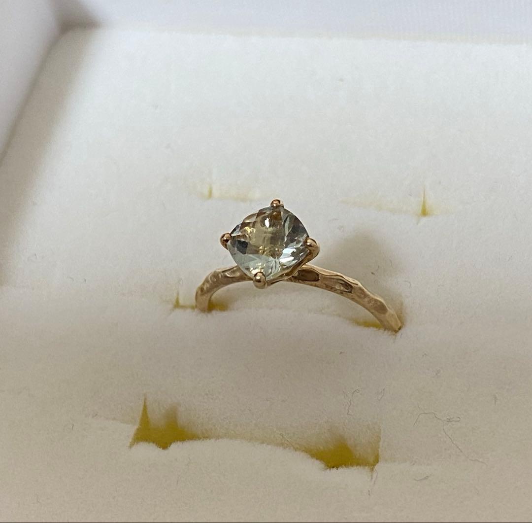 ☆極美品☆ジュエリーツツミ グリーンアメジストリング YG K10 8号