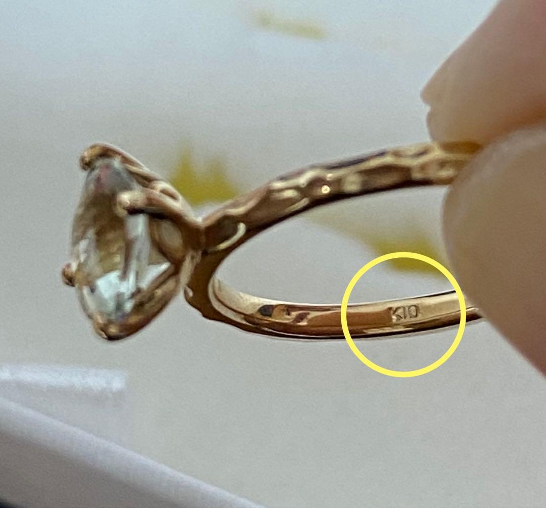 ☆極美品☆ジュエリーツツミ グリーンアメジストリング YG K10 8号