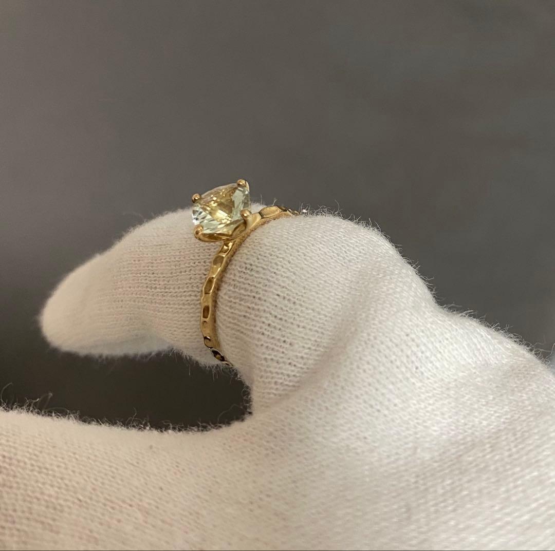 ☆極美品☆ジュエリーツツミ グリーンアメジストリング YG K10 8号