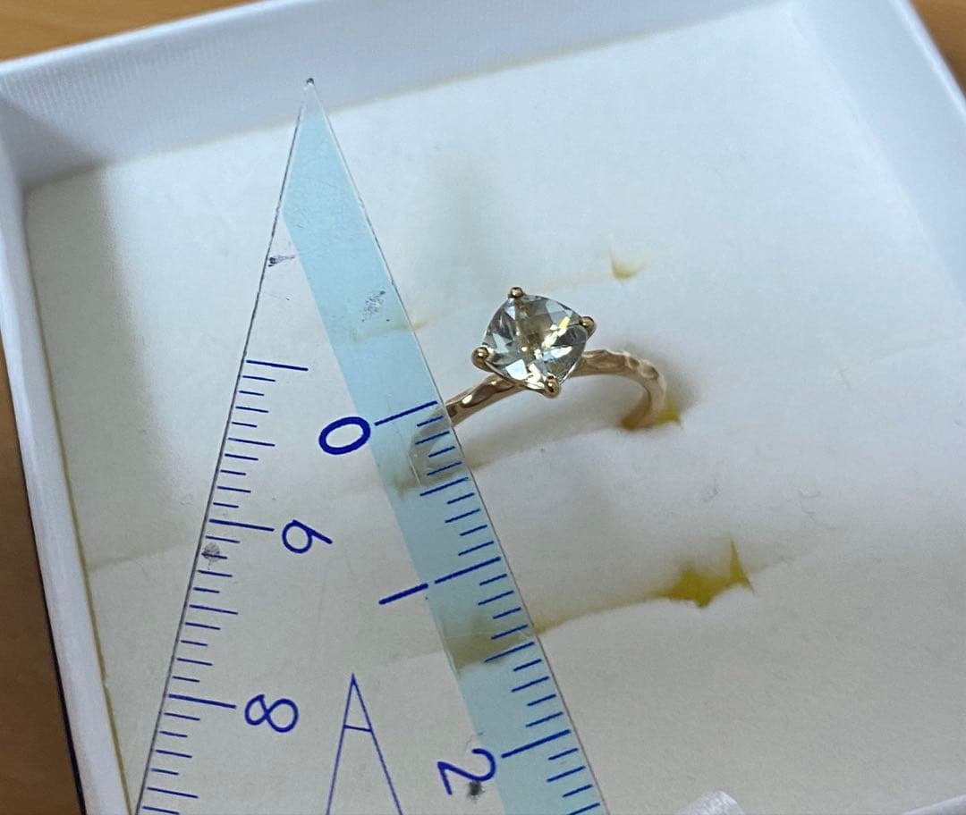 ☆極美品☆ジュエリーツツミ グリーンアメジストリング YG K10 8号