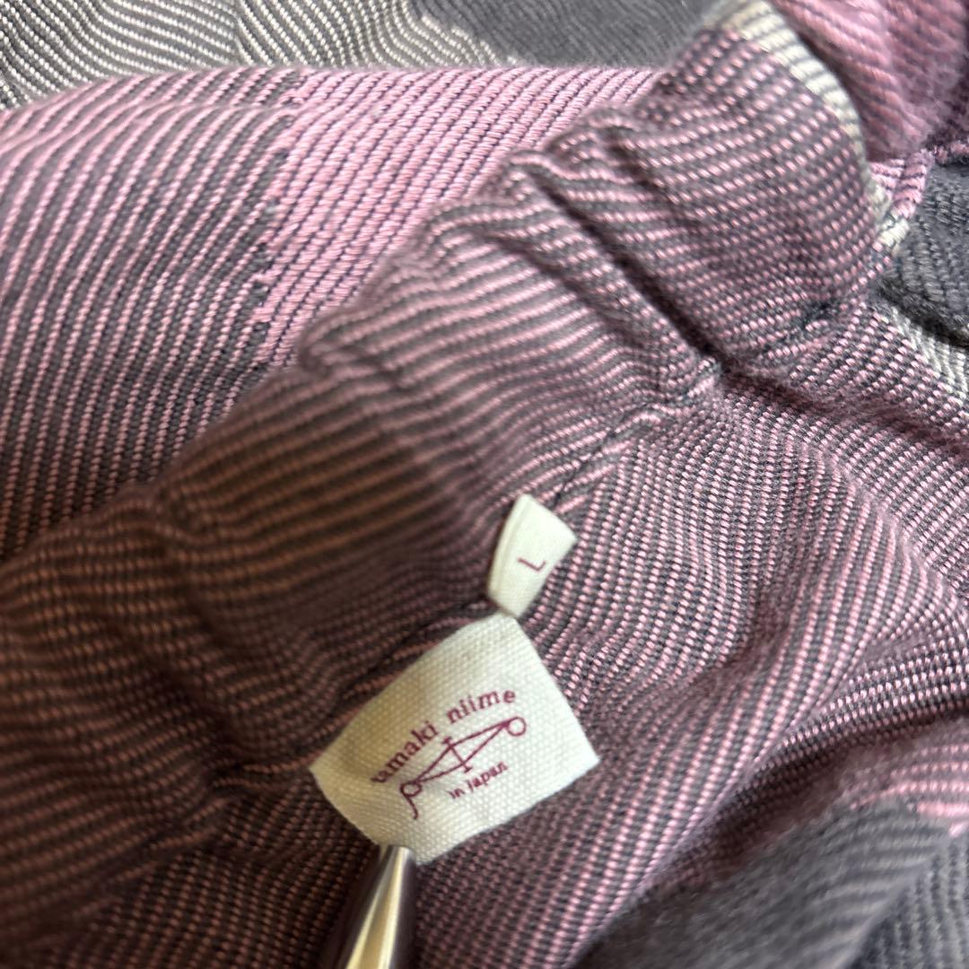 tamaki niime サルエルパンツ　ウエストゴム　ピンクチェック