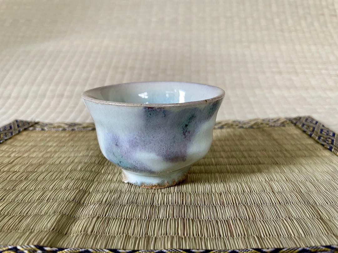 1978 有田焼西浦琴峰作白磁篭目焼湯呑2客未使用