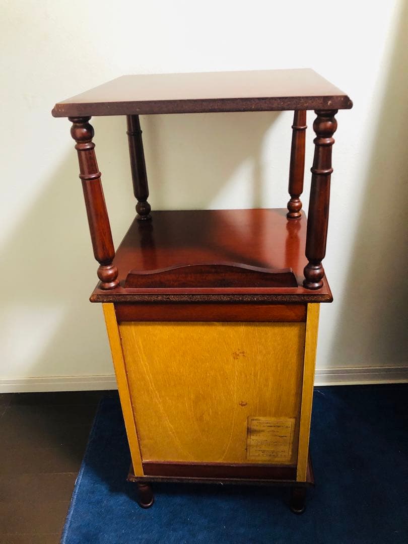 四国工芸 木製電話台・ファックス台 2段式 ブラウン リビング収納