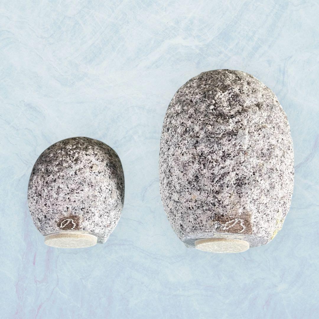 希少】フクロウ 石彫 大小2点セット 野本昌広 ふくろう 梟 置物 オブジェ